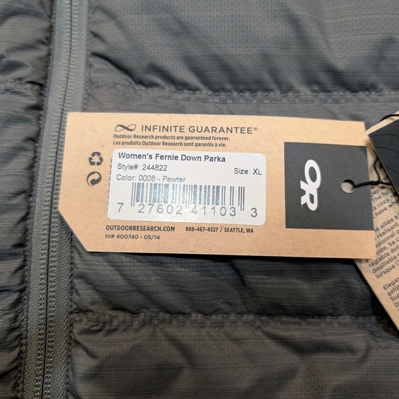 Outdoor Research Women's XL Fernie Down Parka Gray (Pewter) - Picture 3 of 7